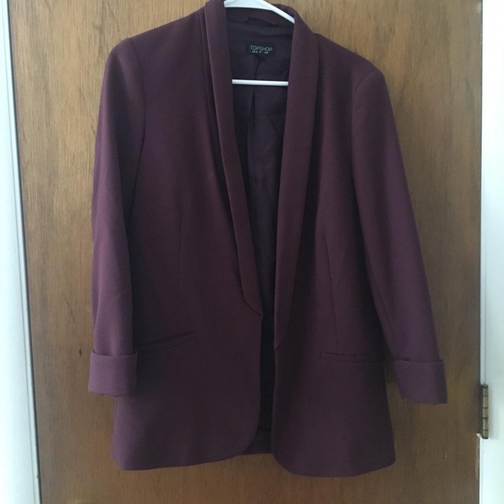 Topshop Maroon Boyfriend Blazer US 4 (fit 0-2)